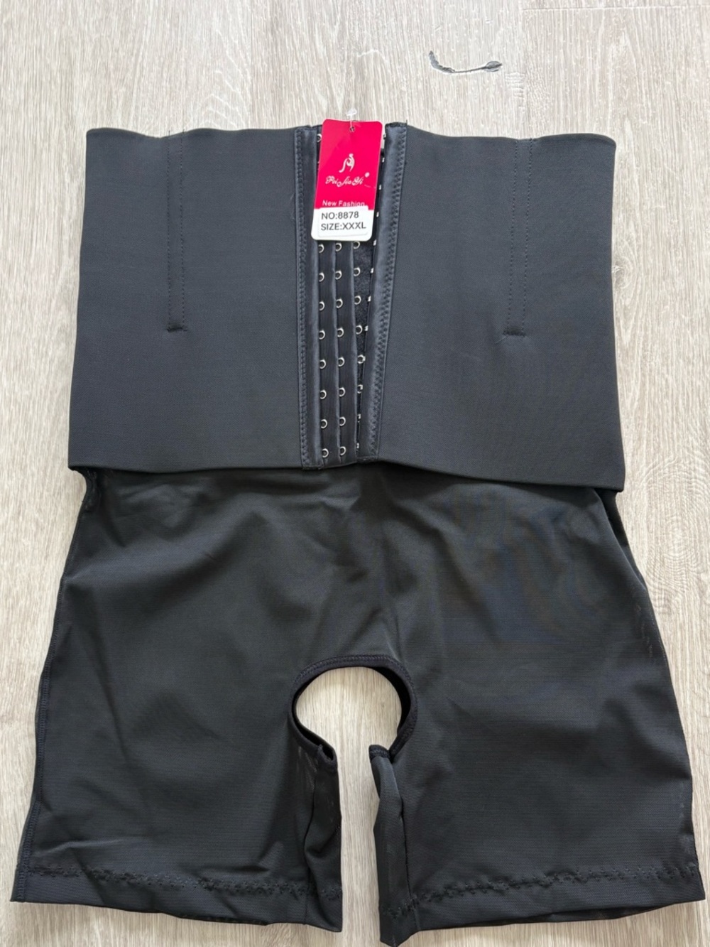High-Waist Black Shapewear Shorts with Hook Closure